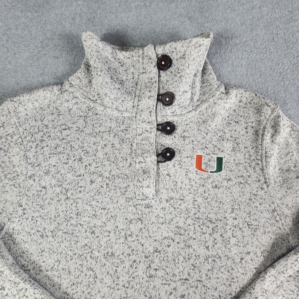 Miami Hurricanes Toggle Button Sweater Womens L Champion Elite High‎ Neck Pocket
